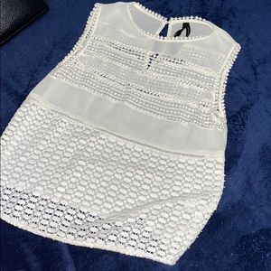Sheer white And off white top